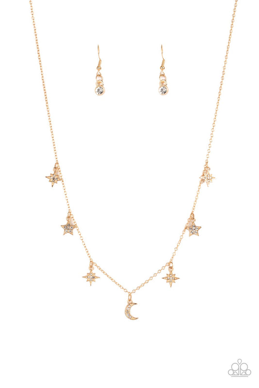 COSMIC RUNWAY - GOLD STARS AND MOONS NECKLACE