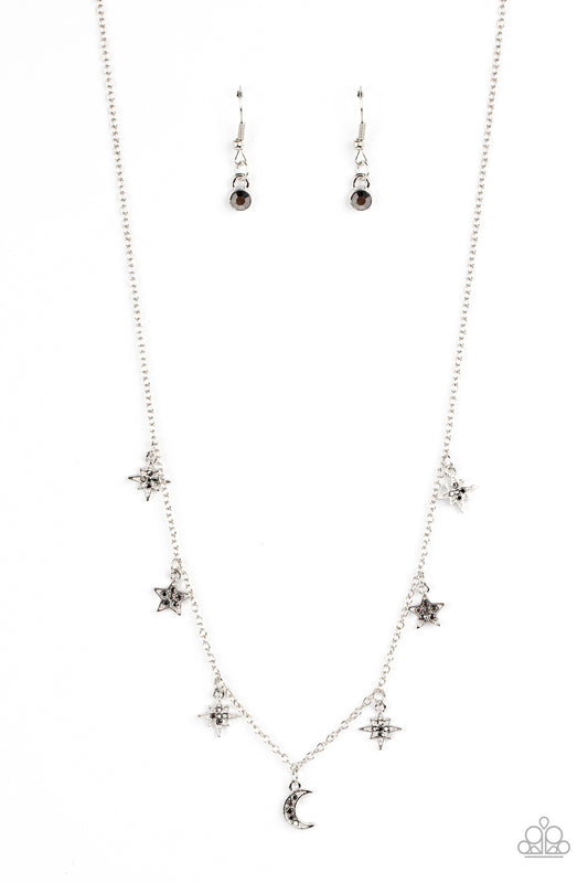 COSMIC RUNWAY - SILVER MOON STARS CHARM NECKLACE