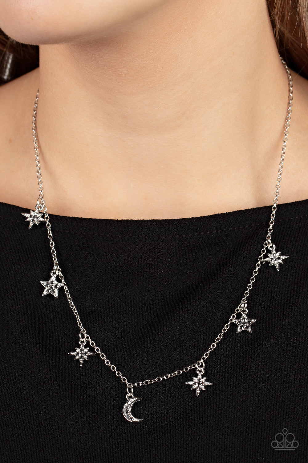 COSMIC RUNWAY - SILVER MOON STARS CHARM NECKLACE