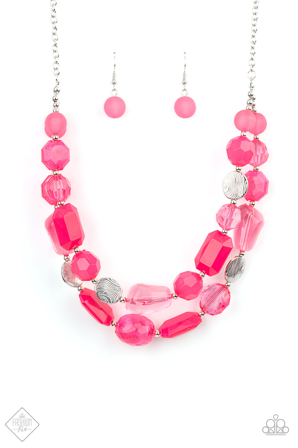 OCEANIC OPULENCE - PINK ACRYLIC FASHION FIX NECKLACE