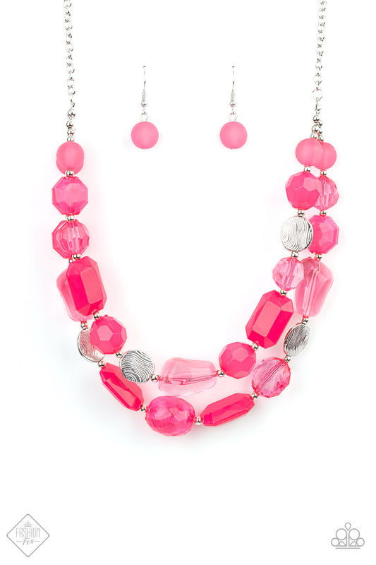OCEANIC OPULENCE - PINK ACRYLIC FASHION FIX NECKLACE