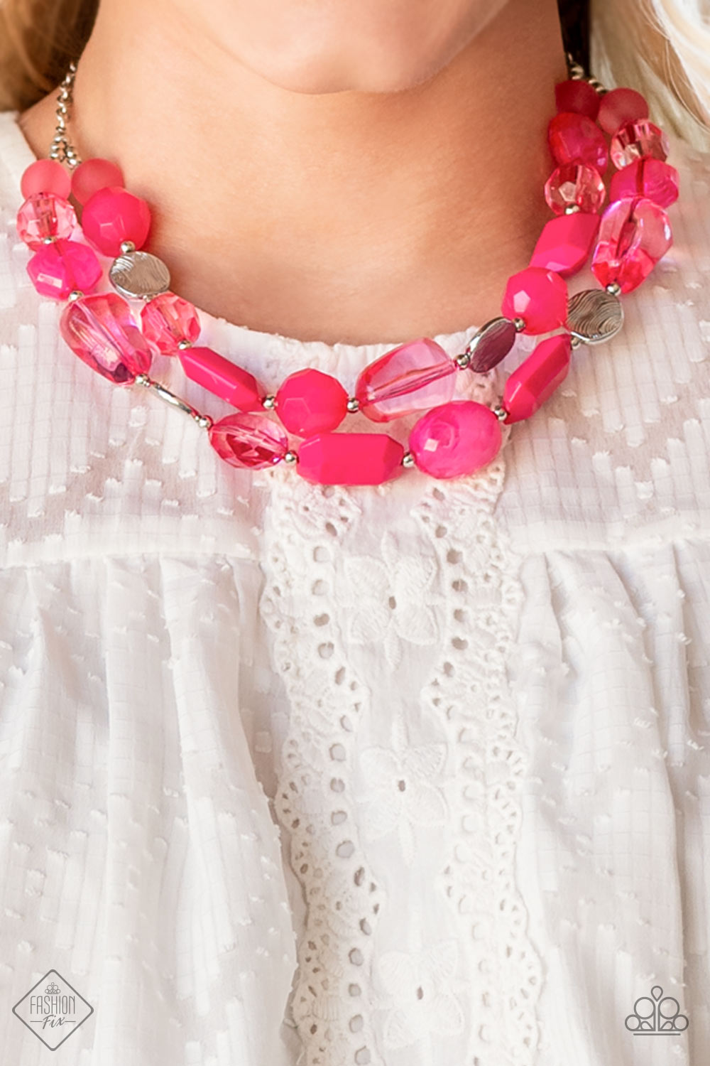 OCEANIC OPULENCE - PINK ACRYLIC FASHION FIX NECKLACE