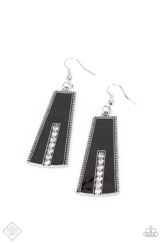 DEMANDINGLY DECO - BLACK ENAMEL FASHION FIX EARRINGS