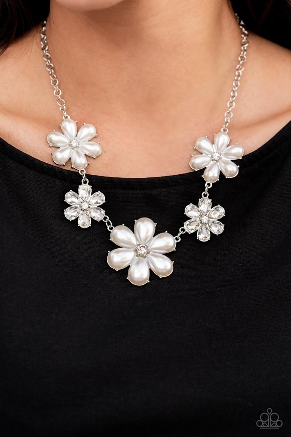 FIERCELY FLOWERING - WHITE FLOWER PEARLS LIFE OF THE PARTY NECKLACE