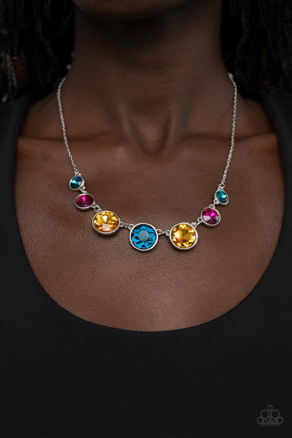 Multi Color Rhinestone Necklace and Earrings Set, Rainbow Necklace Set,  Unicorn Necklace Set, Fuchsia Multi Crystal Prom Necklace, Colorful - Etsy
