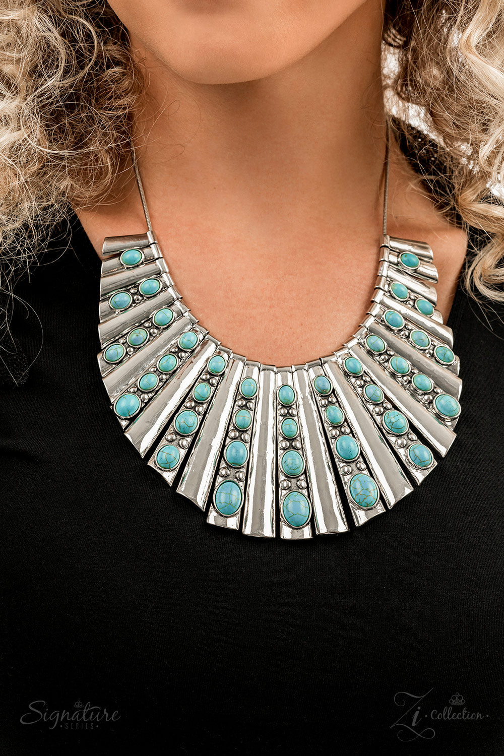 THE EBONY - SILVER TABS BLUE TURQUOISE 2022 ZI NECKLACE