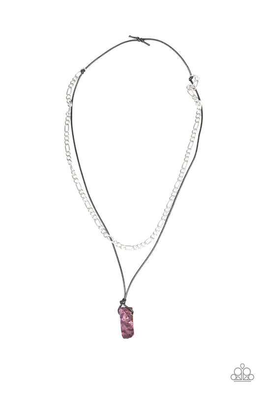 LOOKIN SLICK - BROWN MENS COPPER NUGGET SILVER CHAIN ADJUTABLE NECKLACE