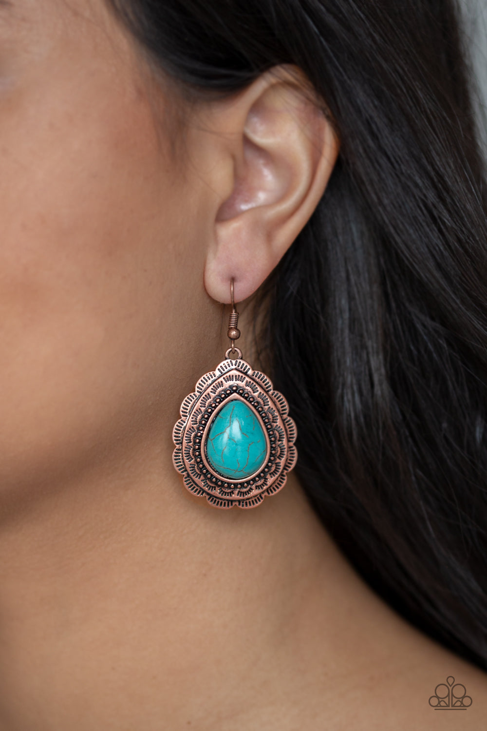 MOUNTAIN MOVER - COPPER BLUE TURQUOISE TEARDROP EARRINGS