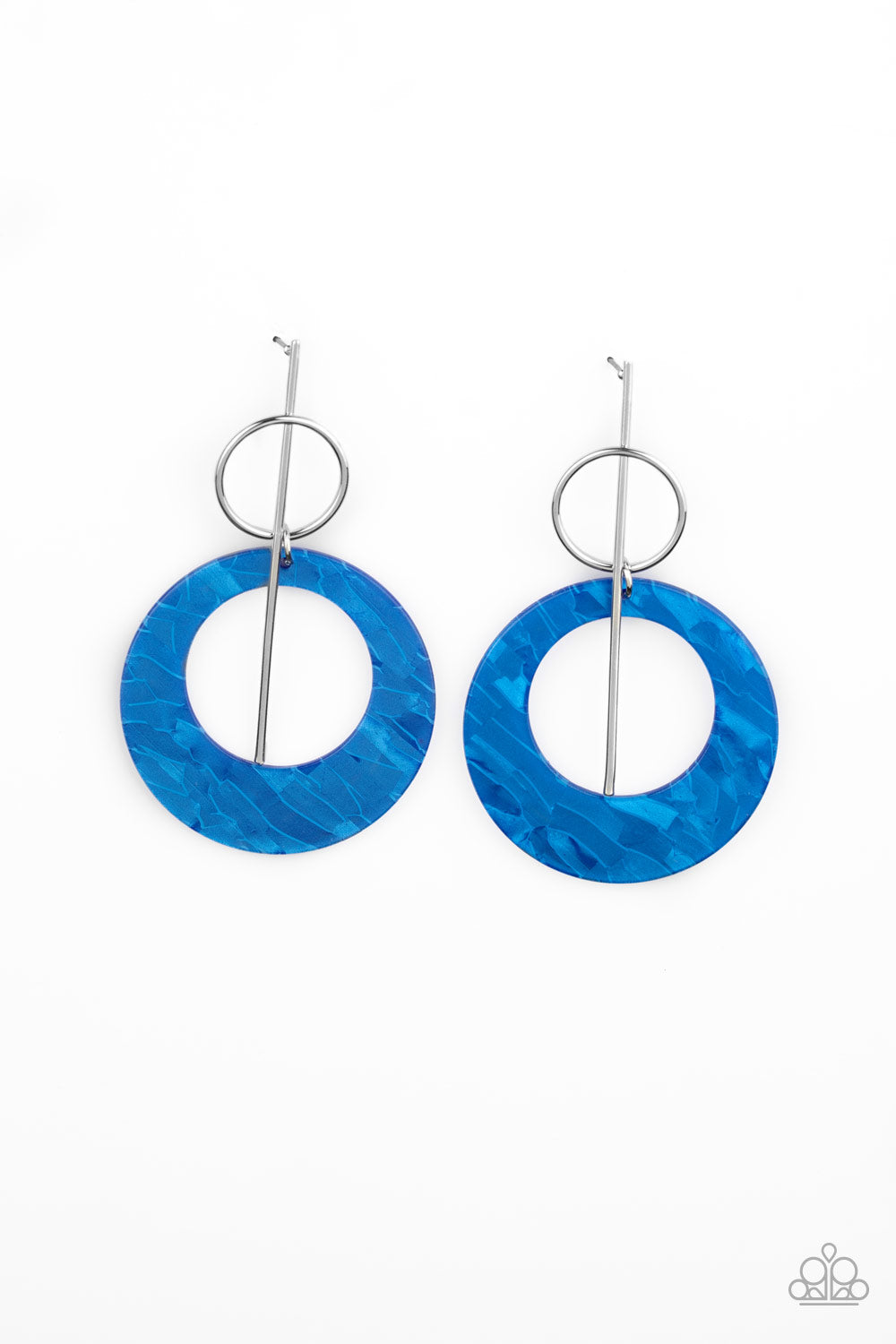 STELLAR STYLIST - BLUE ACRYLIC SILVER BAR POST EARRINGS