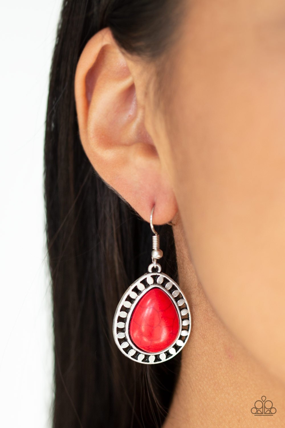 SAHARA SERENITY -RED TURQUOISE TEARDROP EARRINGS