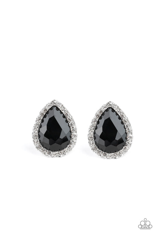 DARE TO SHINE - BLACK ONYX RHINESTONES TEARDROP POST EARRINGS