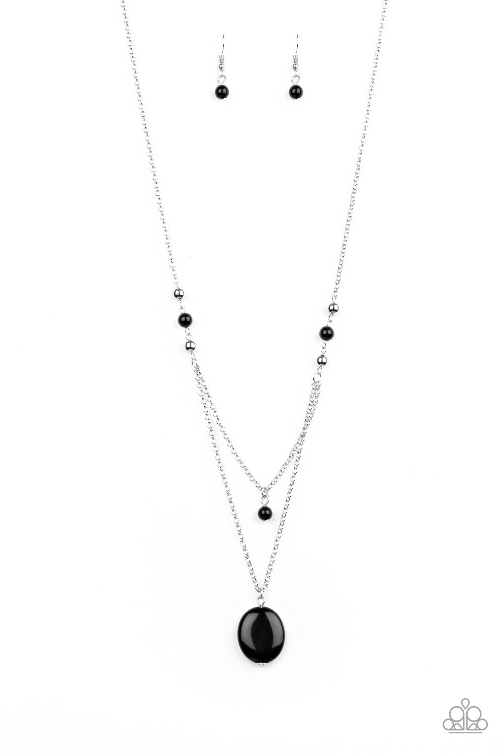 TIME TO HIT THE ROAM - BLACK OVAL NATURAL STONE DAINTY NECKLACE