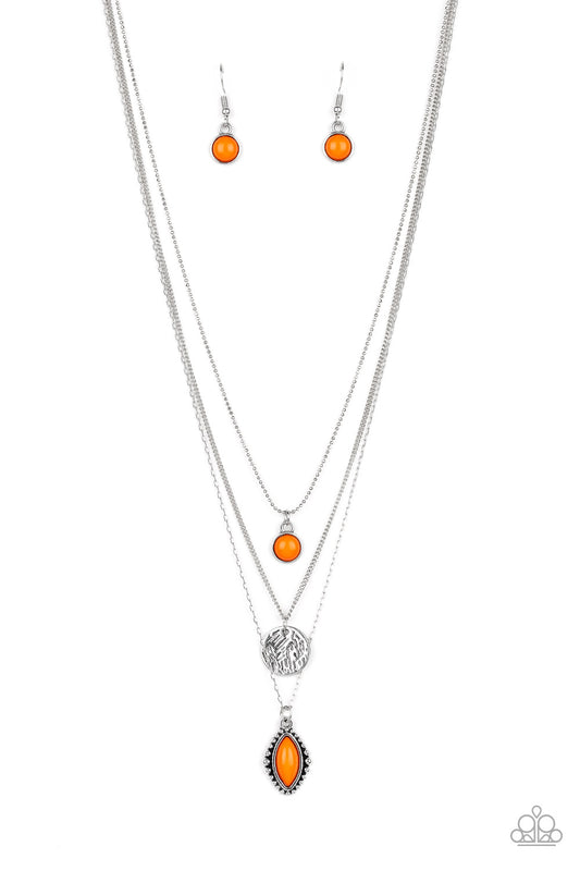 TIDE DRIFTER - ORANGE MULTI LAYER SILVER NECKLACE