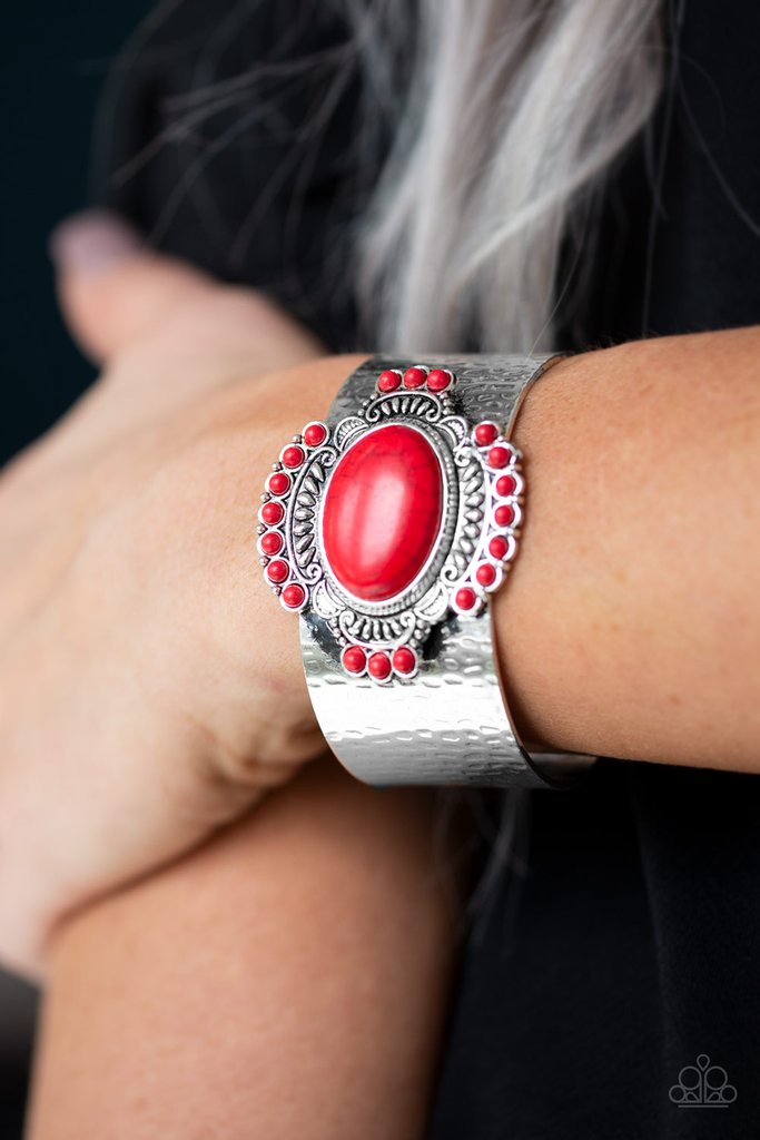 CANYON CRAFTED - RED TURQUOISE SILVER CUFF BRACELET