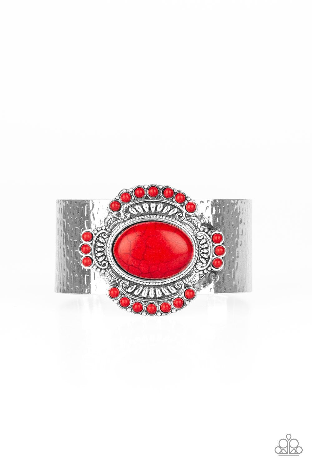 CANYON CRAFTED - RED TURQUOISE SILVER CUFF BRACELET