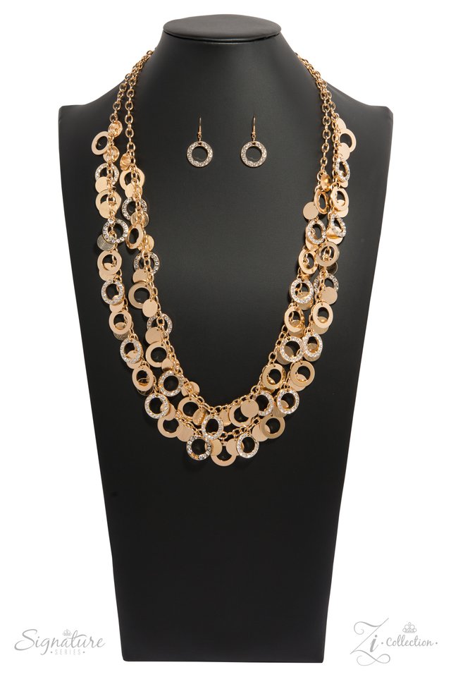 THE CAROLYN - GOLD CIRCLES RHINESTONES DOUBLE LAYER HOOPS 2018 ZI NECKLACE