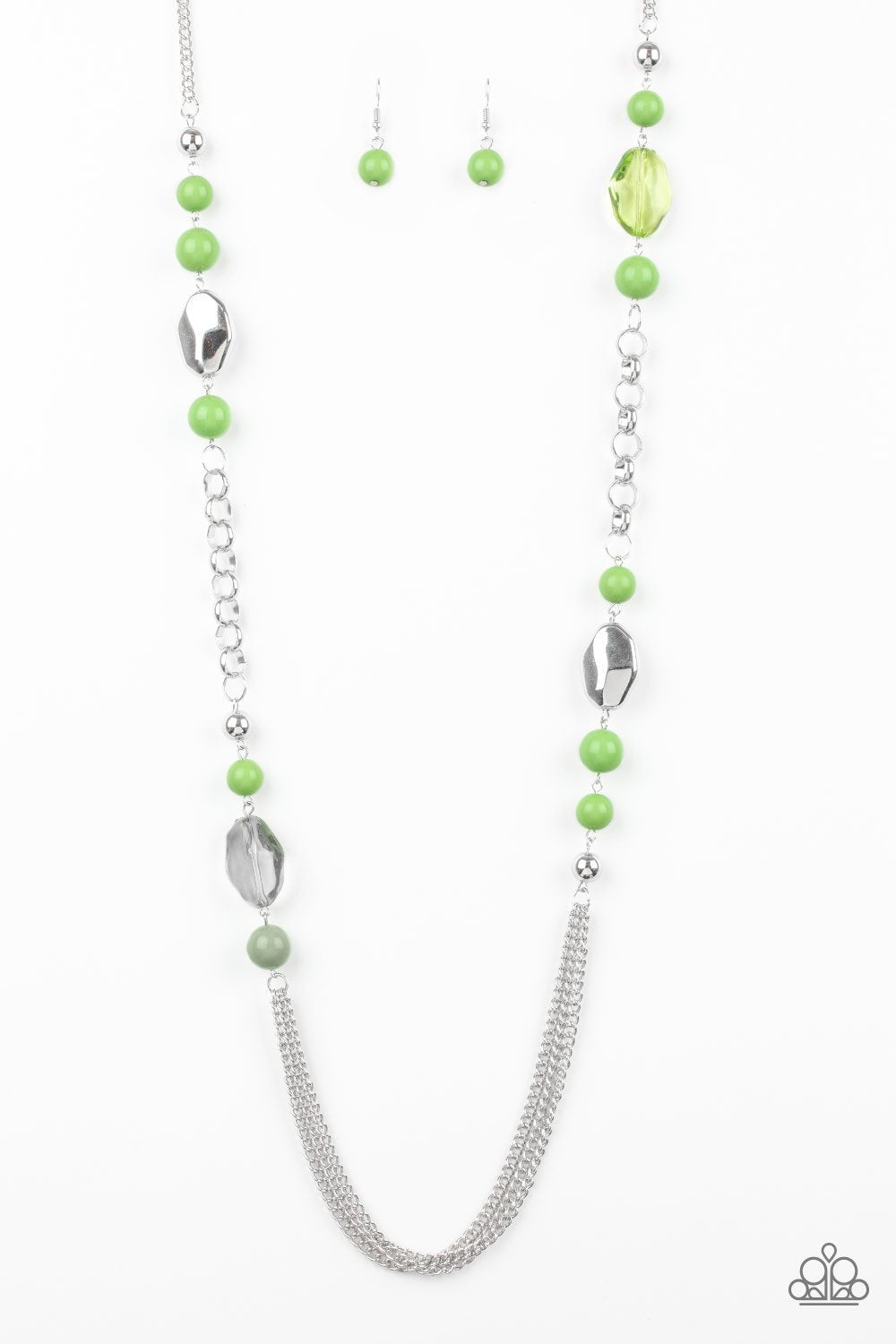 MARINA MAJESTY - GREEN LIME AND SILVER NECKLACE