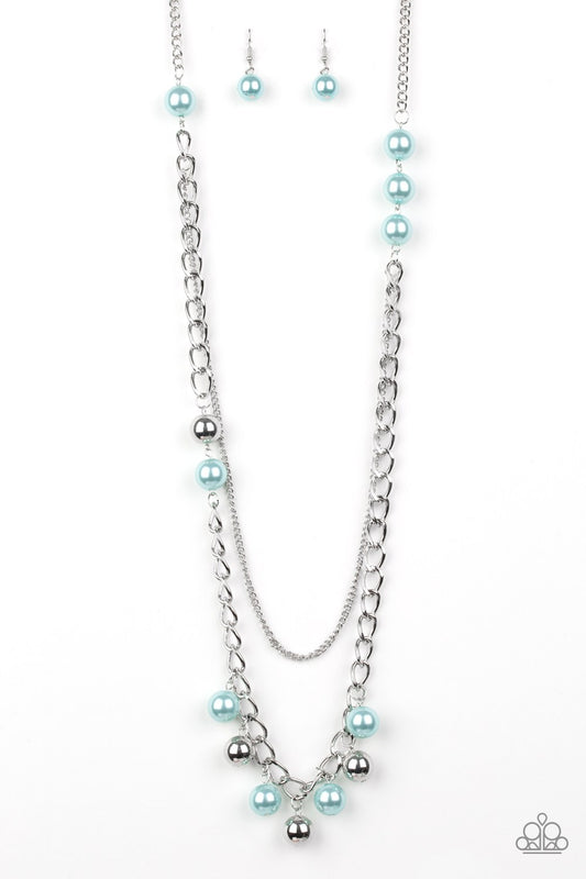 MODERN MUSICAL - BLUE PEARLS SILVER NECKLACE