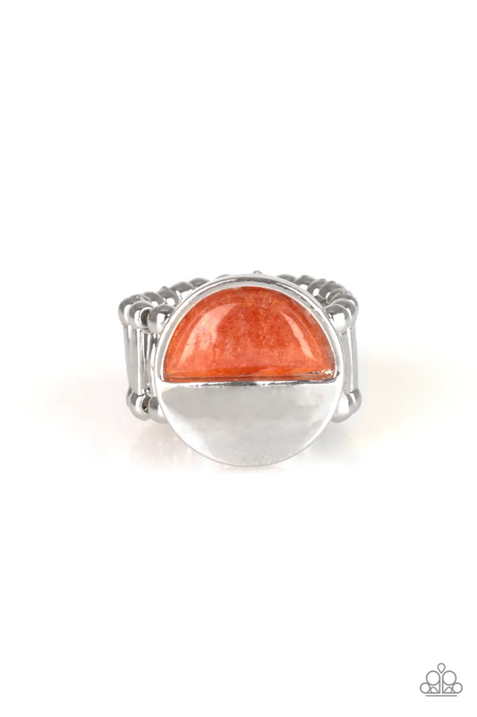 STONE SEEKER - ORANGE SILVER NATURAL STONE RING