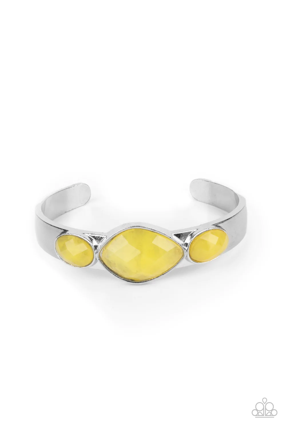 NEXT STOP, OLYMPUS! - YELLOW CUFF LEMON YELLOW ACRYLIC BEADS BRACELET