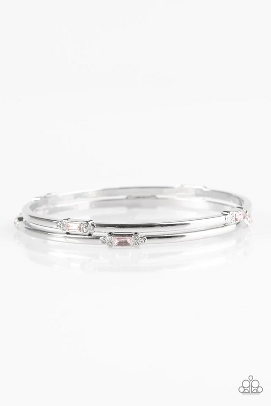 BRIGHT HERE, BRIGHT NOW - PINK RHINESTONES DAINTY BANGLES BRACELET SET