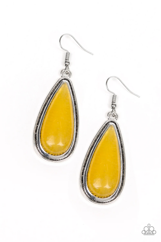 OASIS SHEEN - YELLOW NATURAL STONE CITRINE TEARDROP EARRINGS