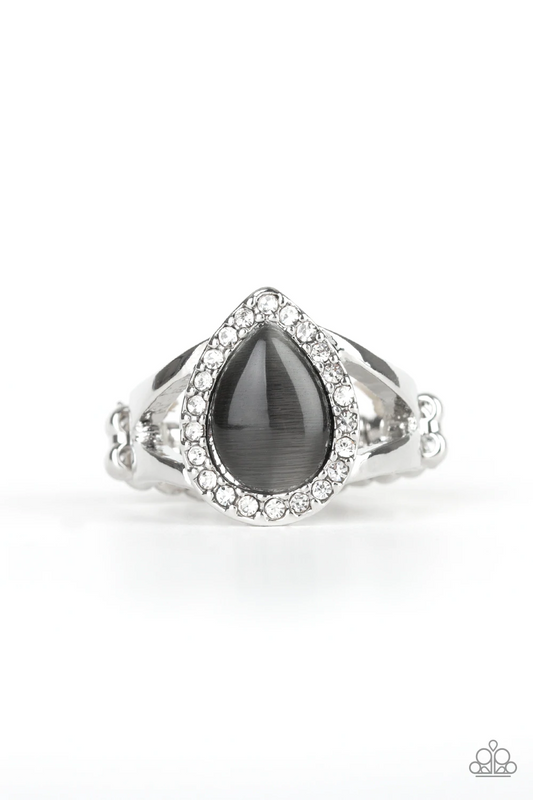 DEBUTANTE DREAM - SILVER GRAY MOONSTONE TEARDROP RING