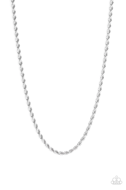 DOUBLE DRIBBLE - SILVER ROPE CHAIN NECKLACE