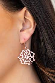 DARLING DAHLIA - COPPER FLOWER CUTOUT DAINTY ULTRA LIGHT WEIGHT EARRINGS