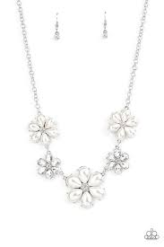 FIERCELY FLOWERING - WHITE FLOWER PEARLS LIFE OF THE PARTY NECKLACE