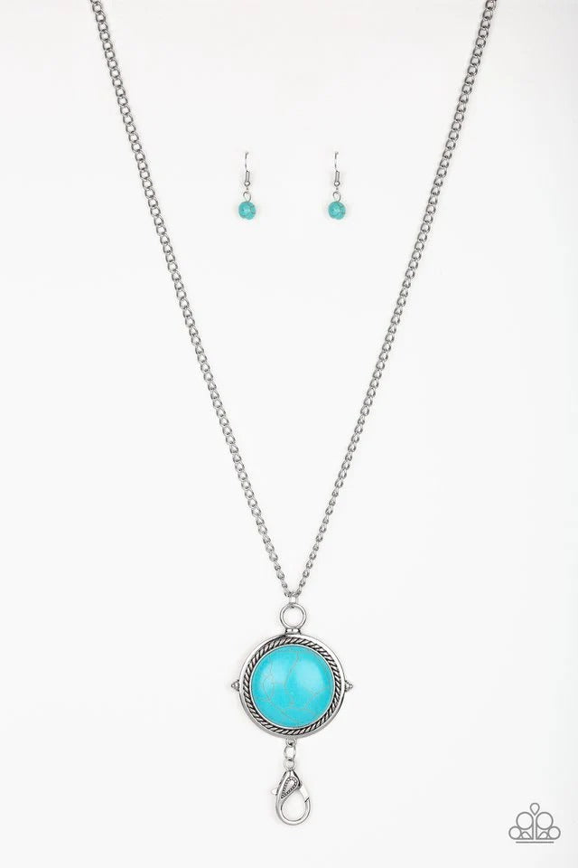 DESERT EQUINOX - BLUE TURQUOISE ROUND LANYARD NECKLACE