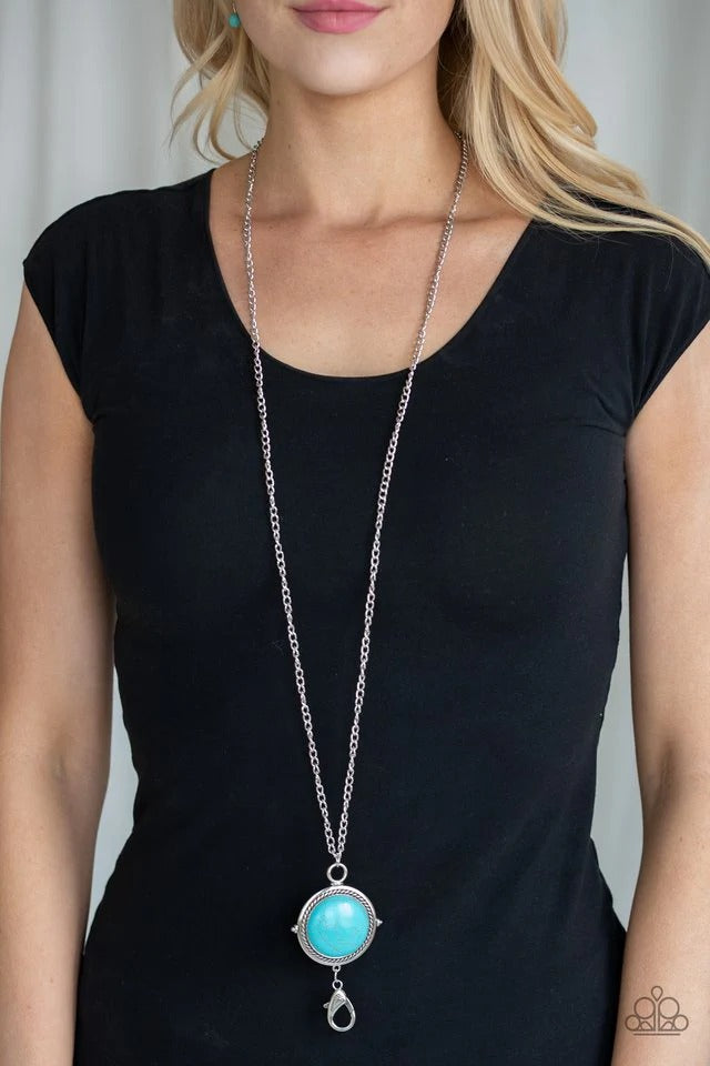 DESERT EQUINOX - BLUE TURQUOISE ROUND LANYARD NECKLACE