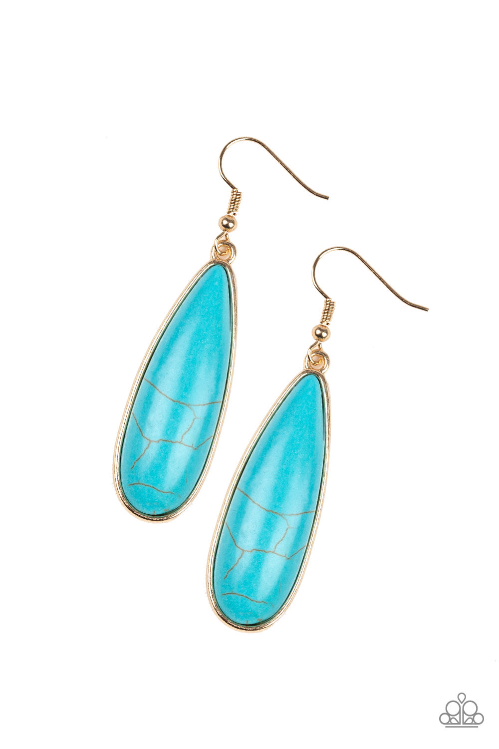 SANTA FE SKIES - GOLD TEARDROP BLUE TURQUOISE PENDANT EARRINGS