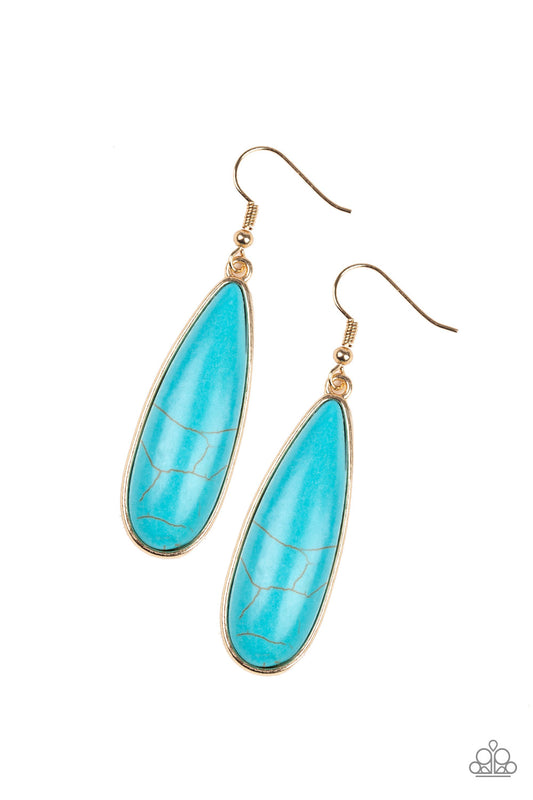 SANTA FE SKIES - GOLD TEARDROP BLUE TURQUOISE PENDANT EARRINGS