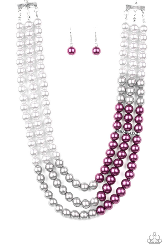 TIMES SQUARE STARLET - PURPLE OMBRE PEARLS NECKLACE
